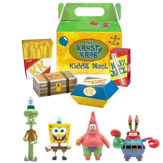 Spongebob Squarepants REACTION 3.75" Action Figures - The Krusty Krab Kiddie Meal - Set of 4