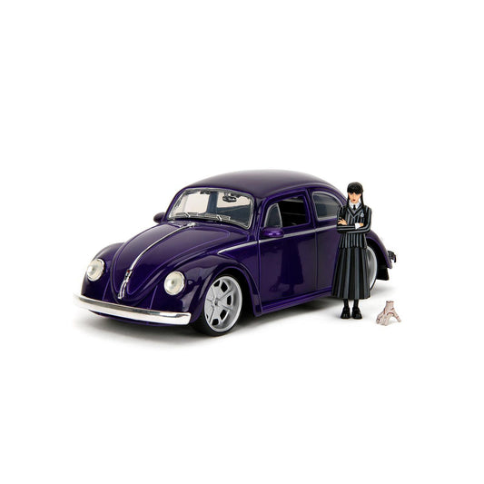 Wednesday - Volkswagen Beetle w/ Wednesday Adams & The Thing Hollywood Rides 1:24 Scale Die Cast Vehicle