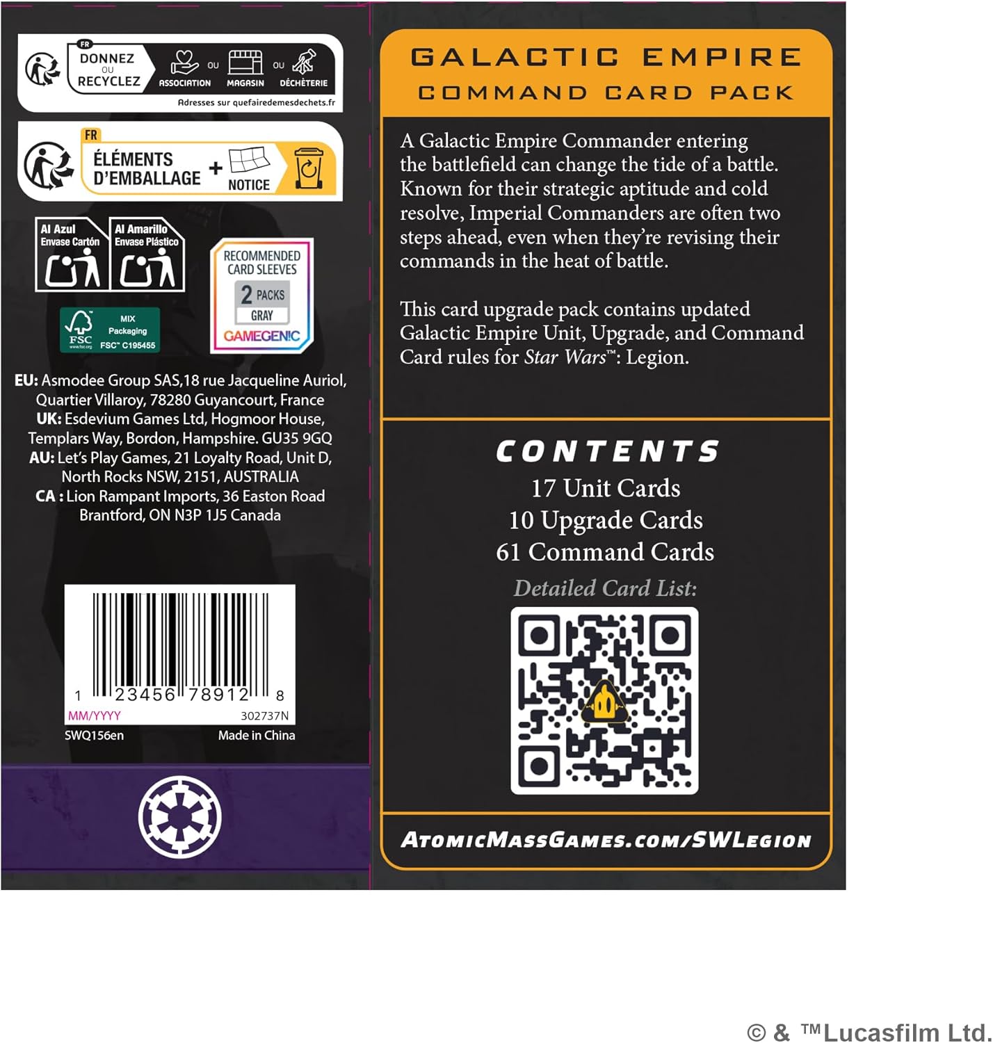 Star Wars Legion - Galactic Empire Command Card Pack