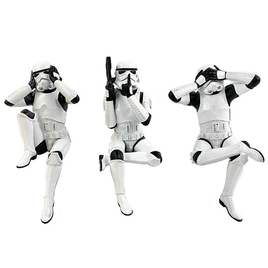 Star Wars The Original Stormtrooper 4.5 Inch Resin Collectible Figurine - Three Wise Stormtroopers (Sitting)