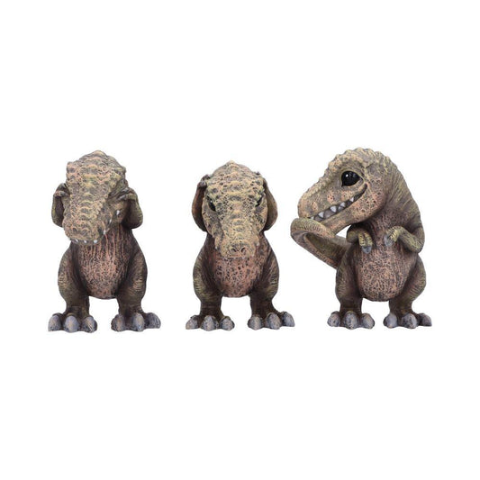 Nemesis Now 4 Inch Resin Collectible Figurine Set - Three Wise Tyrannosaurus Rex (See No, Hear No, Speak No)