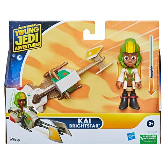 Star Wars The Young Jedi Adventures Action Figures - Kai Brightstar With Speeder Bike