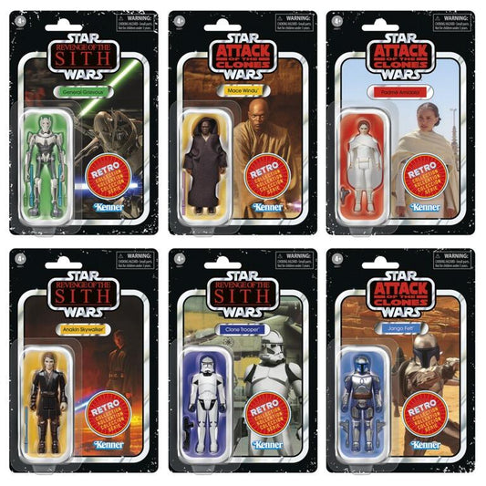 Star Wars Retro Action Figure Prequels AOTC ROTS - Boxed Set of 6