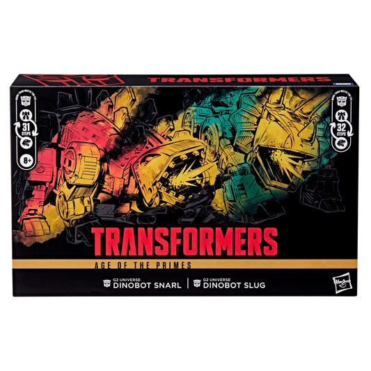 Transformers Age of The Primes Leader Class Action Figure 2-Pack - G2 Universe Dinobot Snarl & G2 Universe Dinobot Slug
