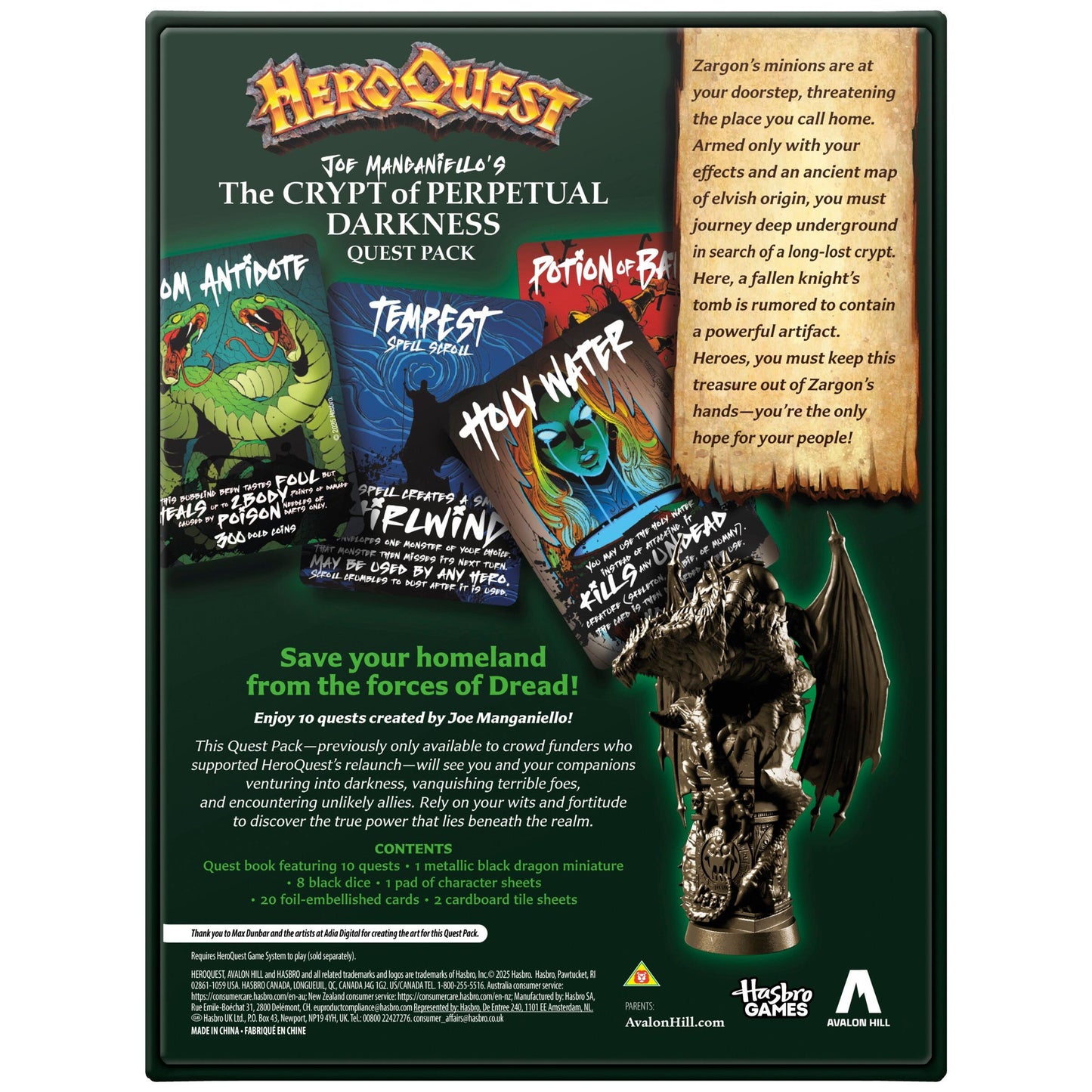 Heroquest Game System Quest Pack - Joe Manganiello's The Crypt Of Perpetual Darkness