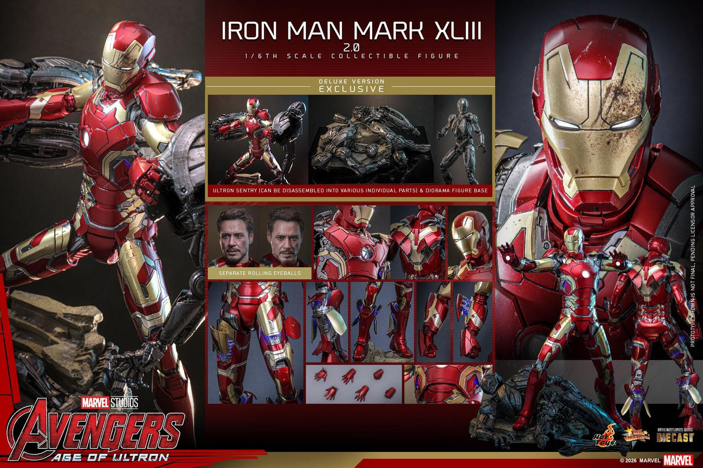 *PRE-ORDER Iron Man MK XLIII 2.0 (Deluxe) - Marvel Studios Hot Toys Exclusive Collectible 1/6 Scale Action Figure