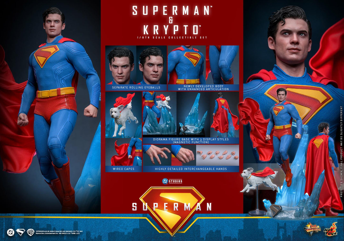 Superman & Krypto - Superman DC Hot Toys Collectibles 1/6 Scale Action Figure