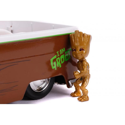 Guardians of the Galaxy - 1963 VW Microbus with Groot Figure Hollywood Rides 1:24 Scale Die Cast Vehicle