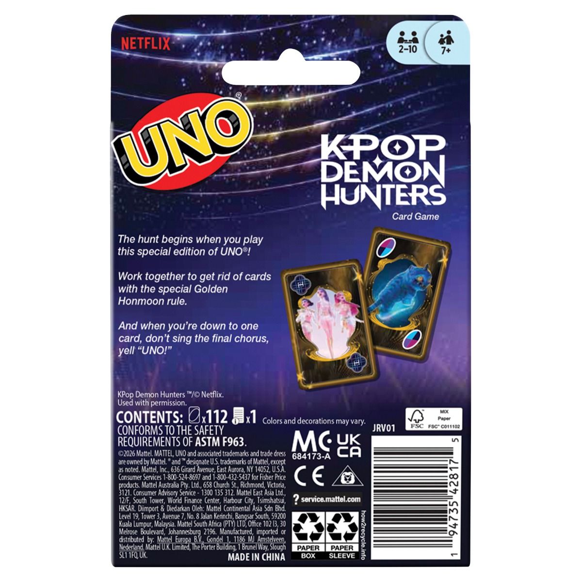 Uno Card Game - K-Pop Demon Hunters