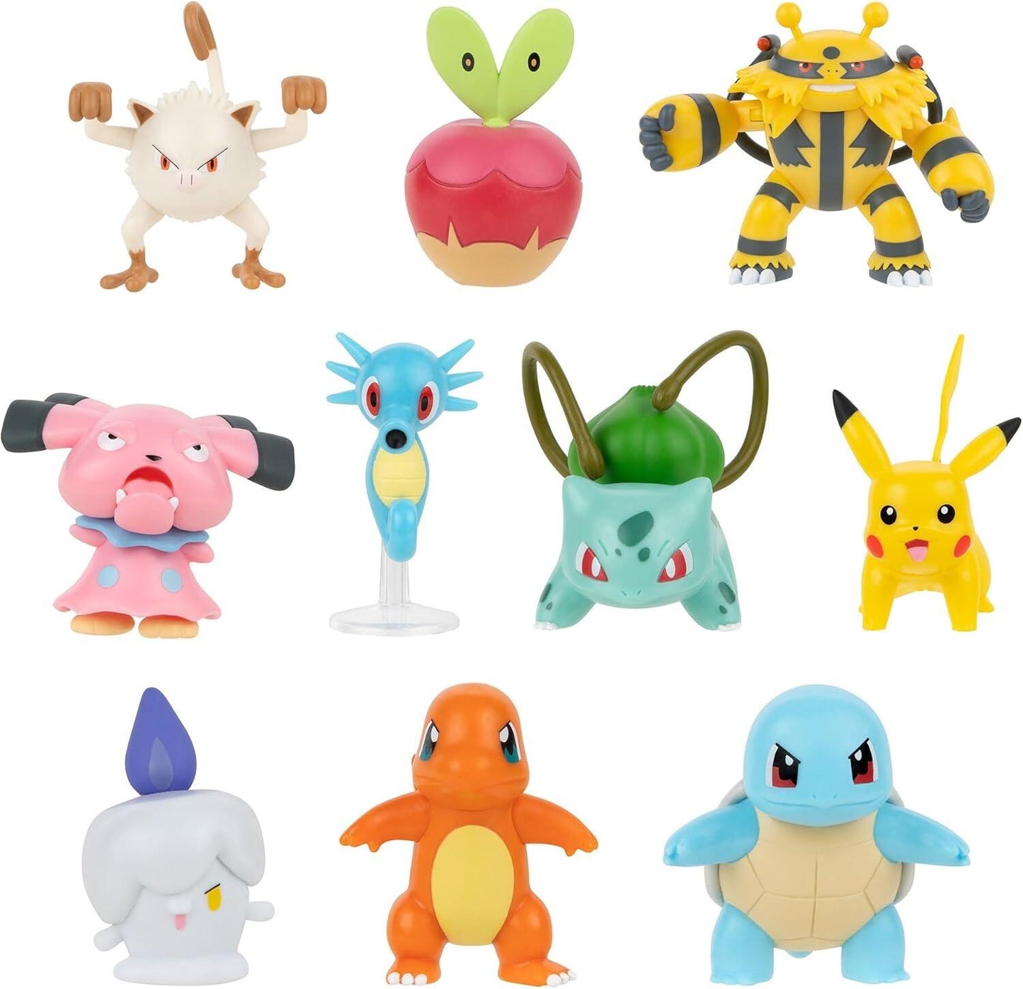 Pokémon Battle Figure 10 Pack - Pikachu, Squirtle, Bulbasaur, Charmander, Trubbish, Applin, Horsea, Litwick, Electivire & Mankey