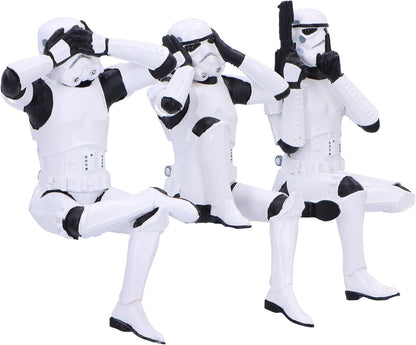Star Wars The Original Stormtrooper 4.5 Inch Resin Collectible Figurine - Three Wise Stormtroopers (Sitting)