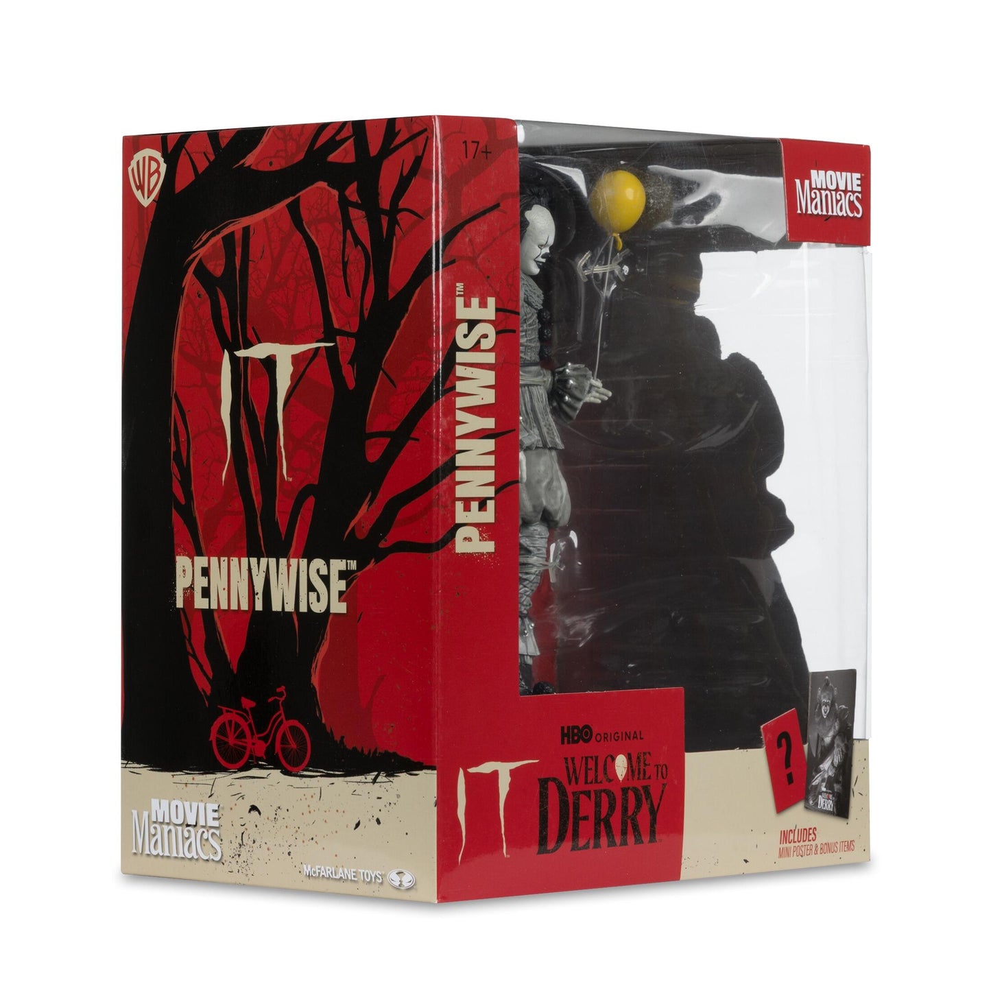 Welcome to Derry Movie Maniacs 6 Inch Posed Figure Wave 2 - Pennywise (Black & White)