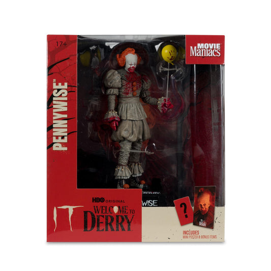 Welcome to Derry Movie Maniacs 6 Inch Posed Figure Wave 2 - Pennywise (Bloody)