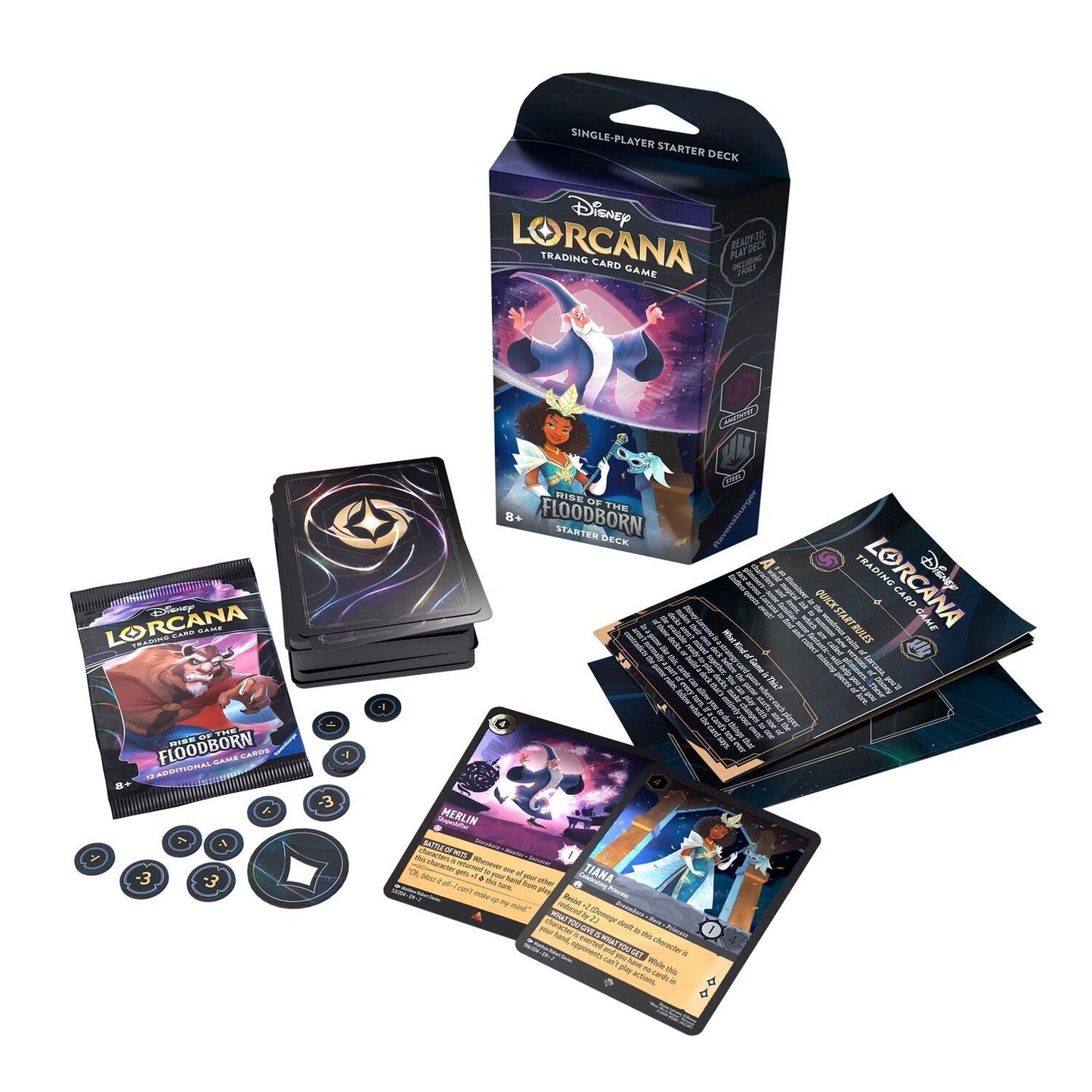 Disney Lorcana Rise Of The Floodborn Trading Card Game - Starter Deck (Merlin & Tiana)