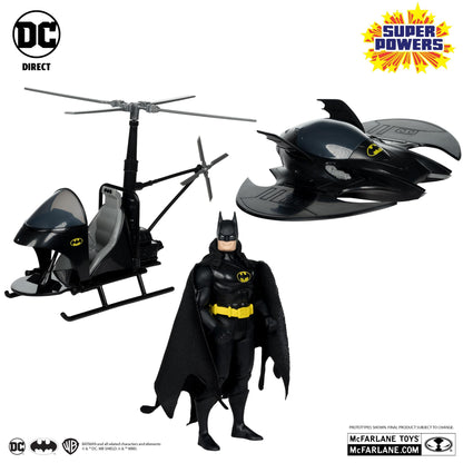 DC Direct Super Powers 5 Inch Action Figure 3-Pack - Batman, Batwing & Whirlybat (Black)