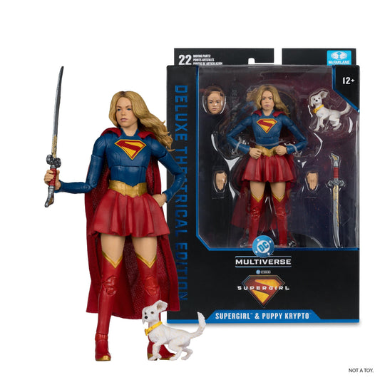 DC Multiverse 7 Inch Deluxe Theatrical Supergirl Movie Action Figure - Supergirl & Puppy Krypto