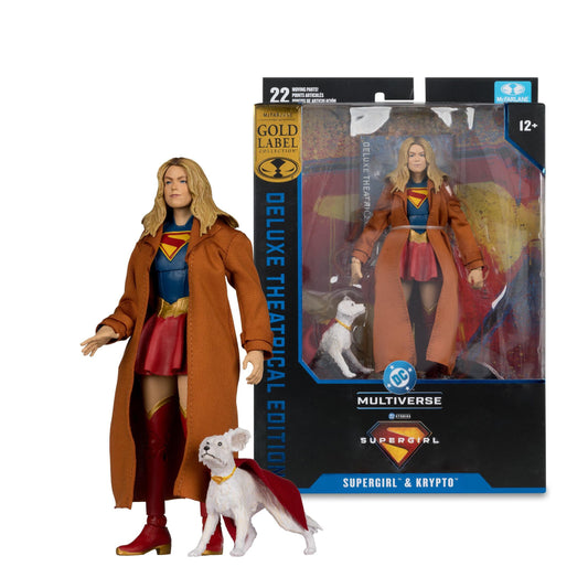 DC Multiverse 7 Inch Deluxe Theatrical Supergirl Movie Action Figure - Supergirl & Krypto (Gold Label)