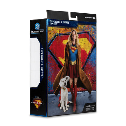 DC Multiverse 7 Inch Deluxe Theatrical Supergirl Movie Action Figure - Supergirl & Krypto (Gold Label)
