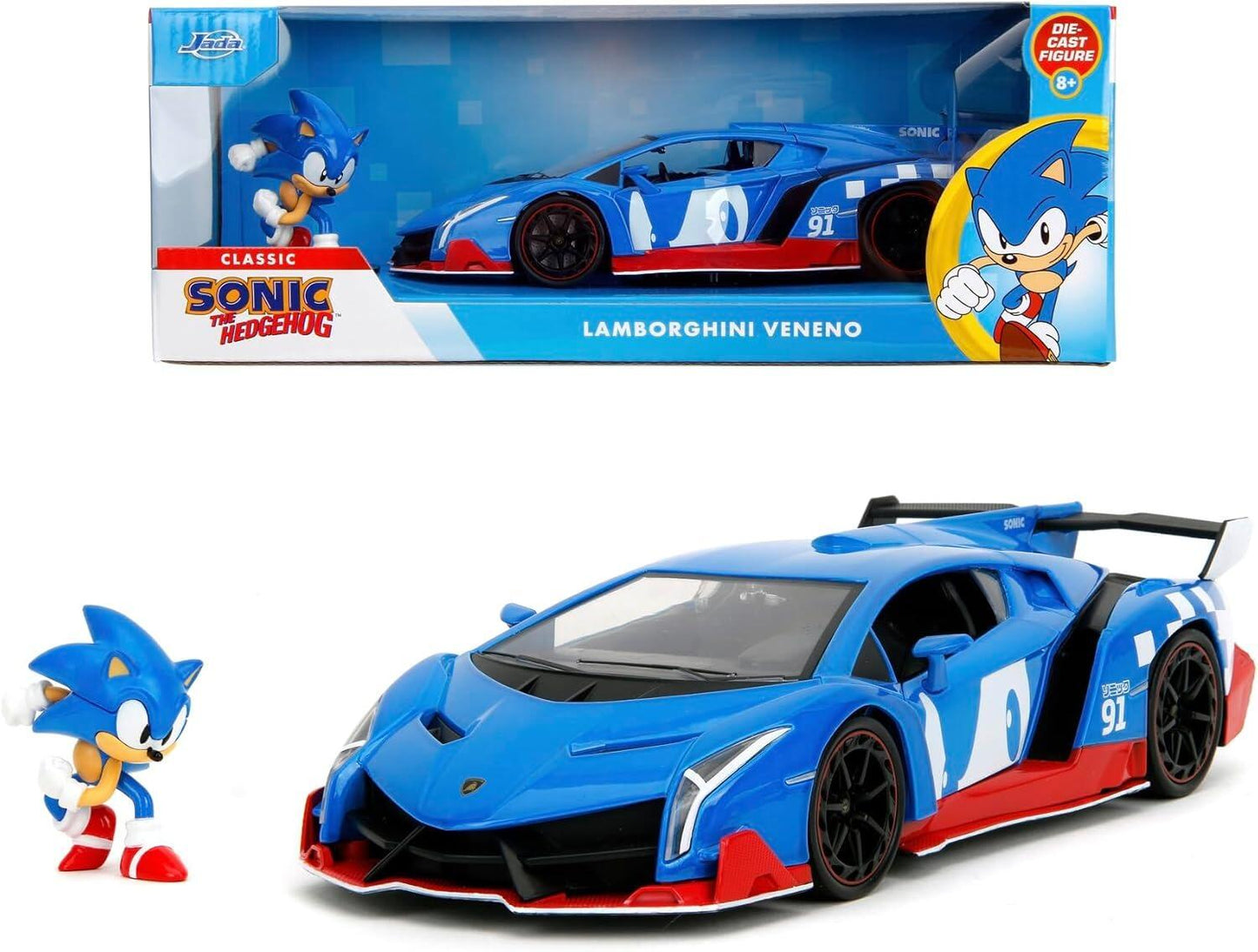 Sonic The Hedgehog with Lamborghini Veneno 1:24 Scale Jada Hollywood Rides Die Cast Vehicle