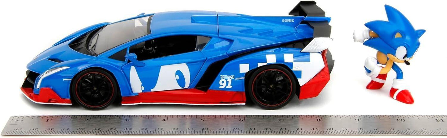 Sonic The Hedgehog with Lamborghini Veneno 1:24 Scale Jada Hollywood Rides Die Cast Vehicle