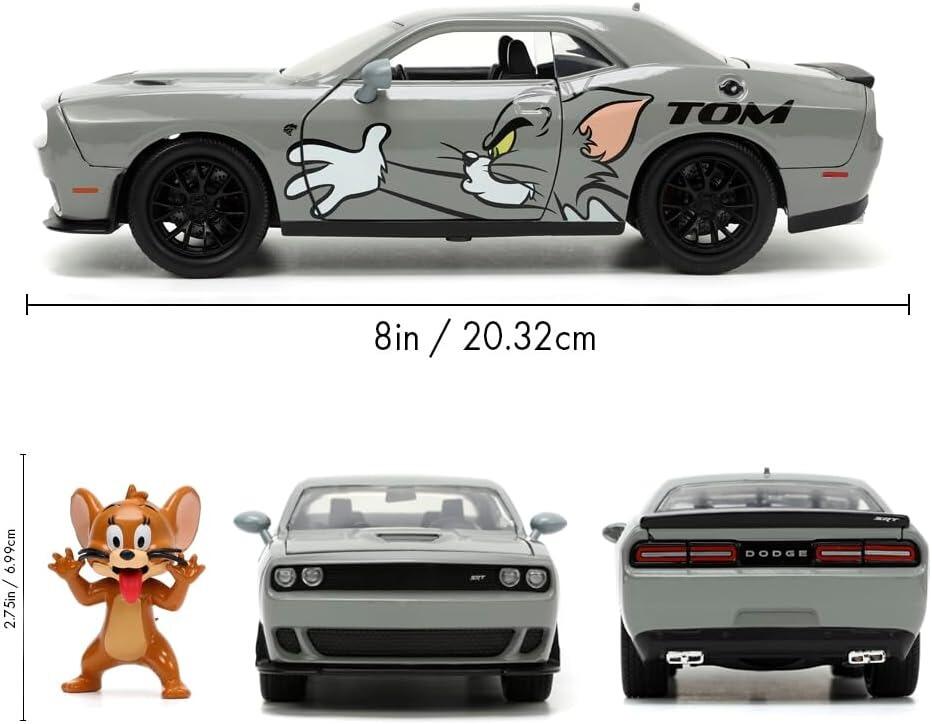 Tom & Jerry Dodge Challenger 1:24 Scale Jada Hollywood Rides Die Cast Vehicle