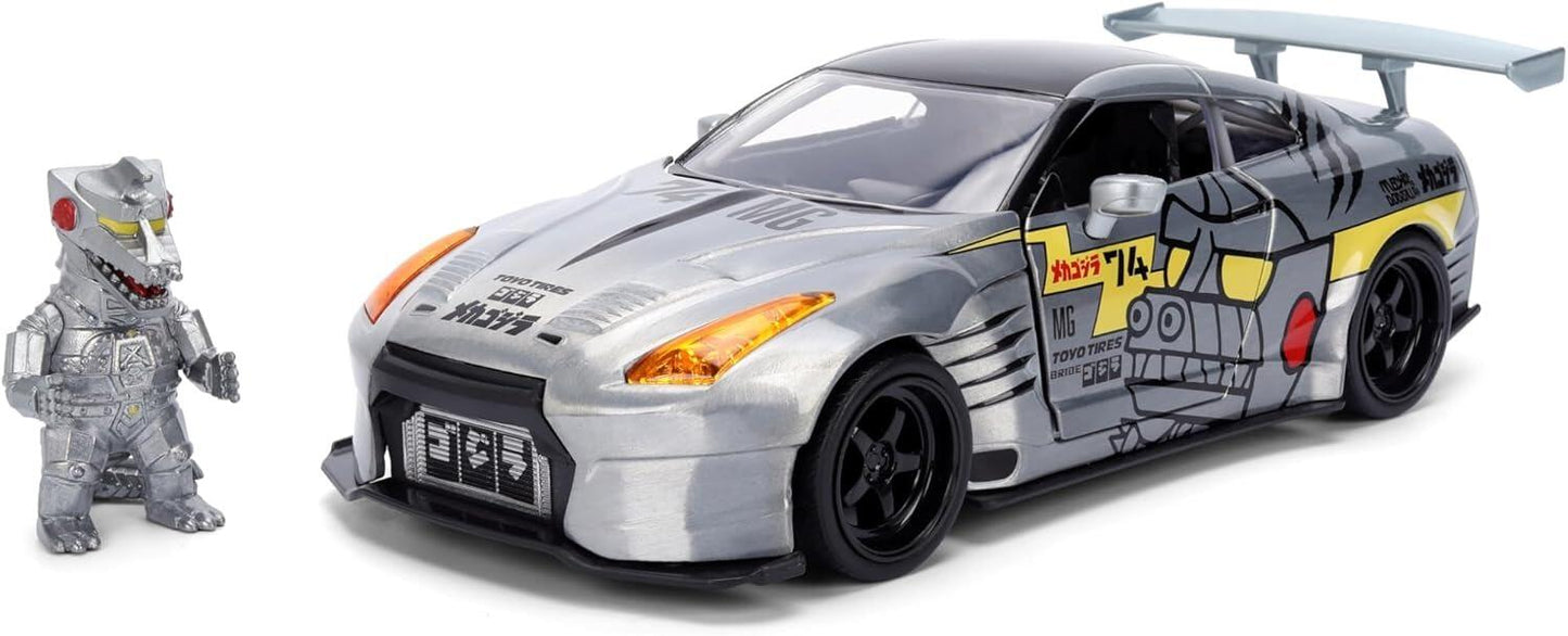 Gozilla Mechagodzilla with 2009 Nissan GT-R (R35) Ben Sopra 1:24 Scale Jada Hollywood Rides Die Cast Vehicle