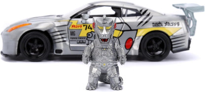 Gozilla Mechagodzilla with 2009 Nissan GT-R (R35) Ben Sopra 1:24 Scale Jada Hollywood Rides Die Cast Vehicle