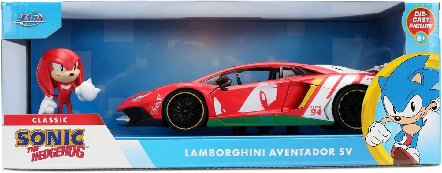 Sonic The Hedgehog - Knuckles with Lamborghini Aventador SV 1:24 Scale Jada Hollywood Rides Die Cast Vehicle