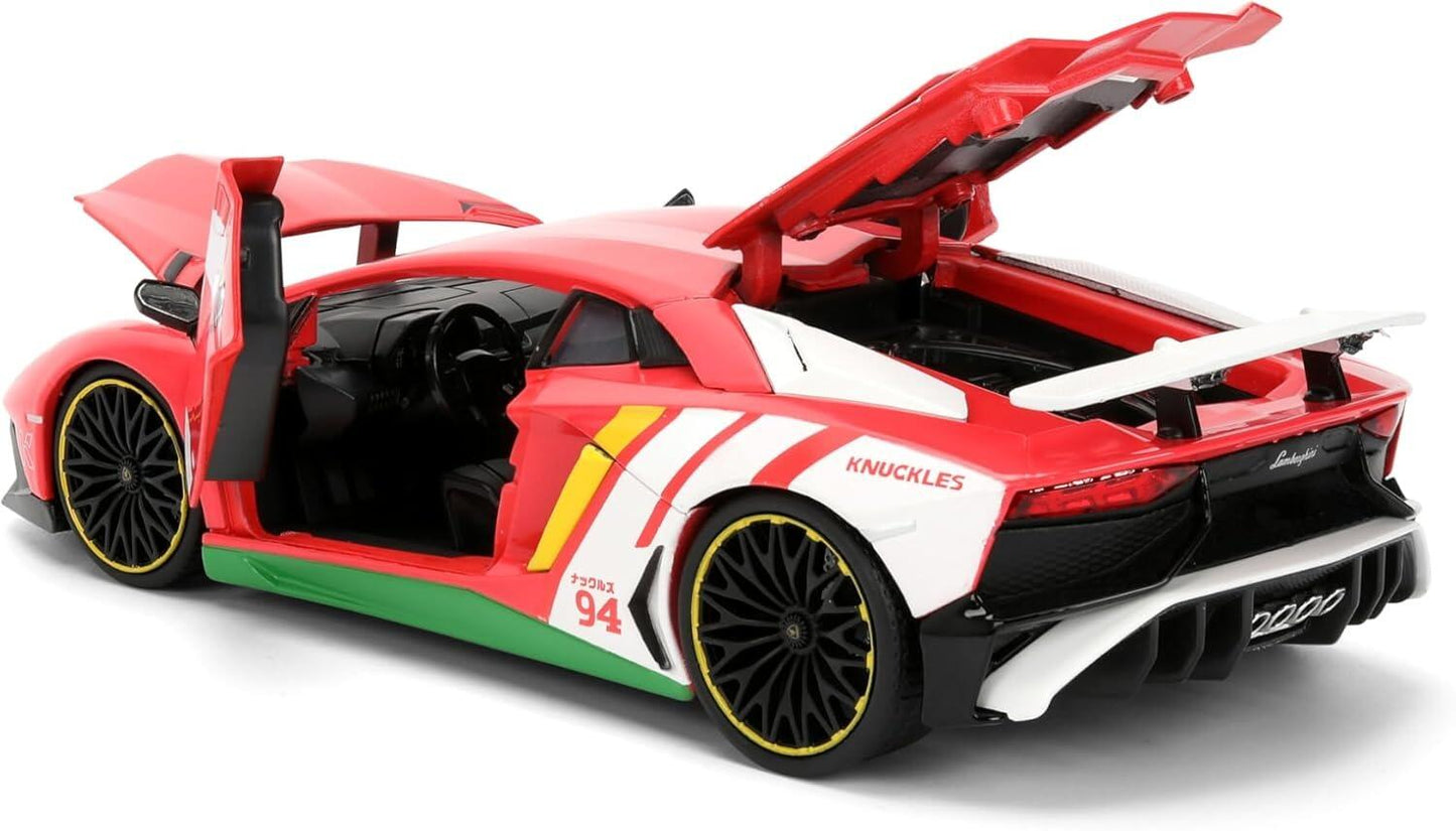 Sonic The Hedgehog - Knuckles with Lamborghini Aventador SV 1:24 Scale Jada Hollywood Rides Die Cast Vehicle