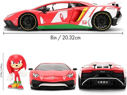 Sonic The Hedgehog - Knuckles with Lamborghini Aventador SV 1:24 Scale Jada Hollywood Rides Die Cast Vehicle