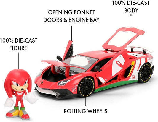 Sonic The Hedgehog - Knuckles with Lamborghini Aventador SV 1:24 Scale Jada Hollywood Rides Die Cast Vehicle