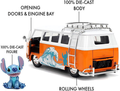 Lilo & Stitch Stitch & 1961 Volkswagen Bus Jada Hollywood Rides Die Cast Vehicle