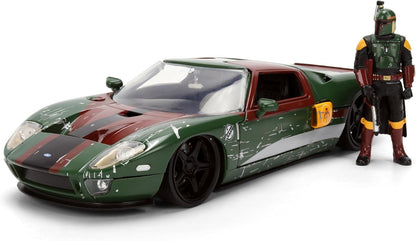 Star Wars 1:24 Scale Jada Hollywood Rides Die Cast Vehicle - Boba Fett & 2005 Ford GT