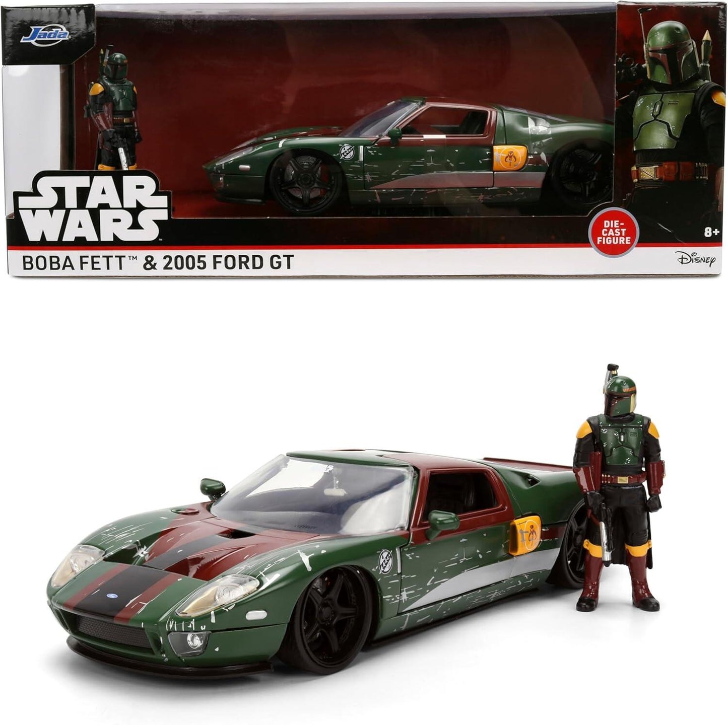 Star Wars 1:24 Scale Jada Hollywood Rides Die Cast Vehicle - Boba Fett & 2005 Ford GT