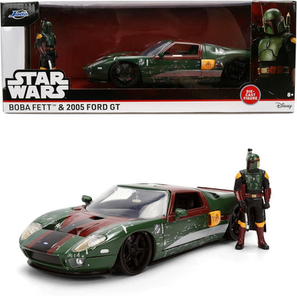 Star Wars 1:24 Scale Jada Hollywood Rides Die Cast Vehicle - Boba Fett & 2005 Ford GT
