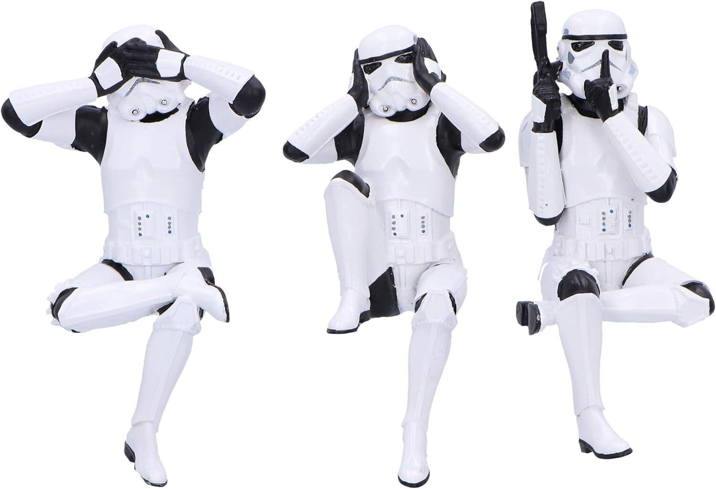 Star Wars The Original Stormtrooper 4.5 Inch Resin Collectible Figurine - Three Wise Stormtroopers (Sitting)