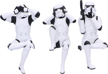 Star Wars The Original Stormtrooper 4.5 Inch Resin Collectible Figurine - Three Wise Stormtroopers (Sitting)