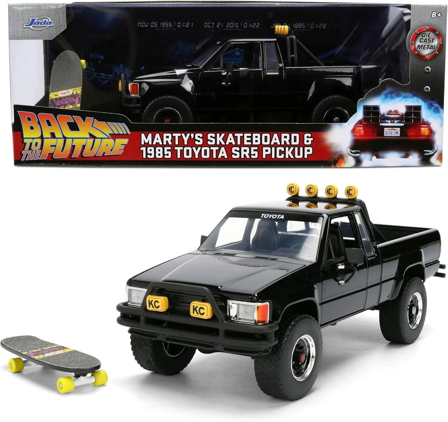 Back To The Future 1:24 Scale Jada Hollywood Rides Die Cast Vehicle - Marty's Skateboard & 1985 Toyota SR5 Pickup