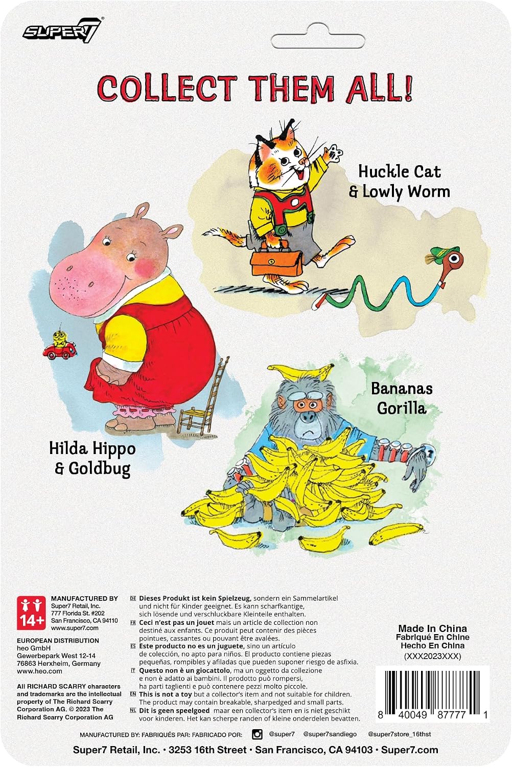 Richard Scarry Reaction Action Figure w1- Huckle Cat