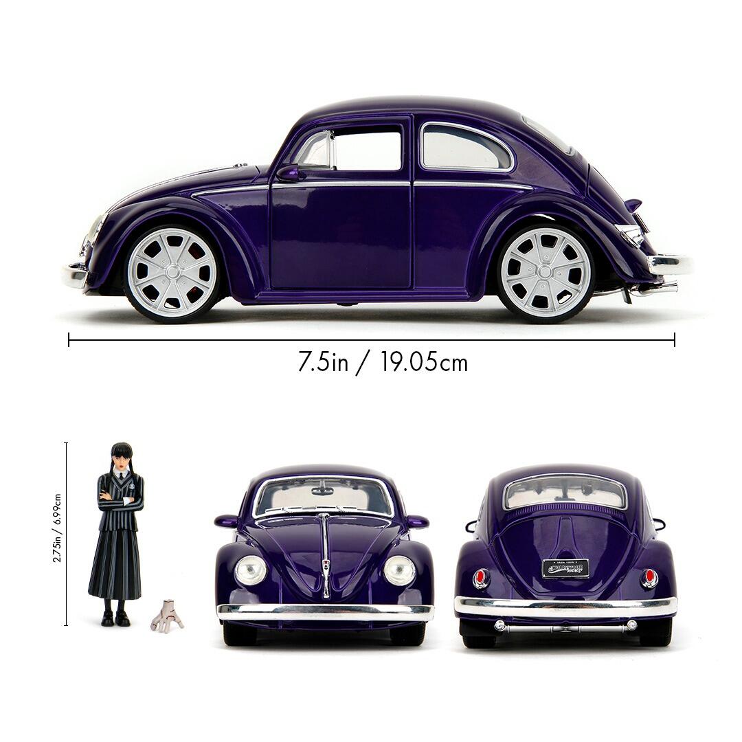 Wednesday - Volkswagen Beetle w/ Wednesday Adams & The Thing Hollywood Rides 1:24 Scale Die Cast Vehicle