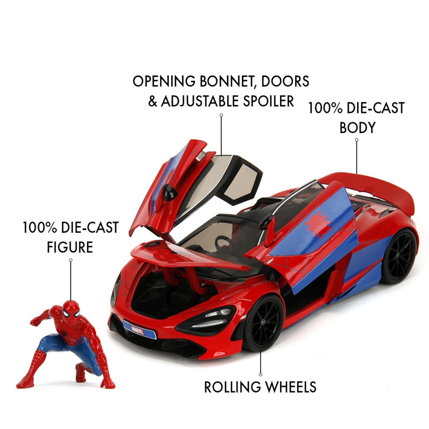 Spider-Man - McLaren 720s w/ Spider-Man Hollywood Rides 1:24 Scale Die Cast Vehicle