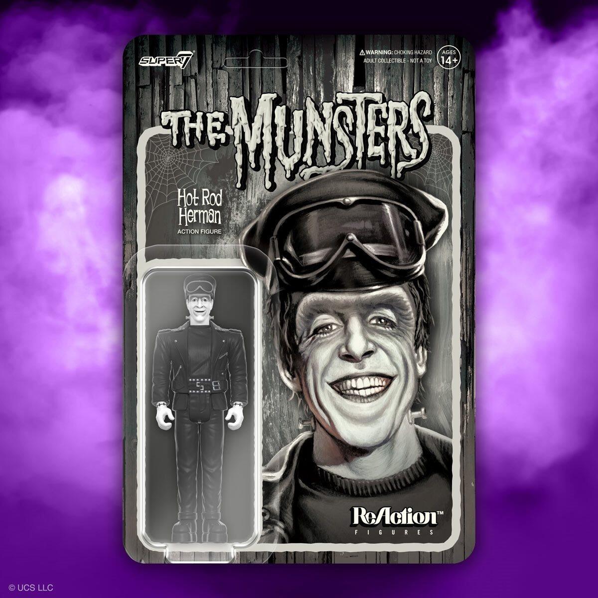 The Munsters Reaction Action Figure - Biker Herman Greyscale