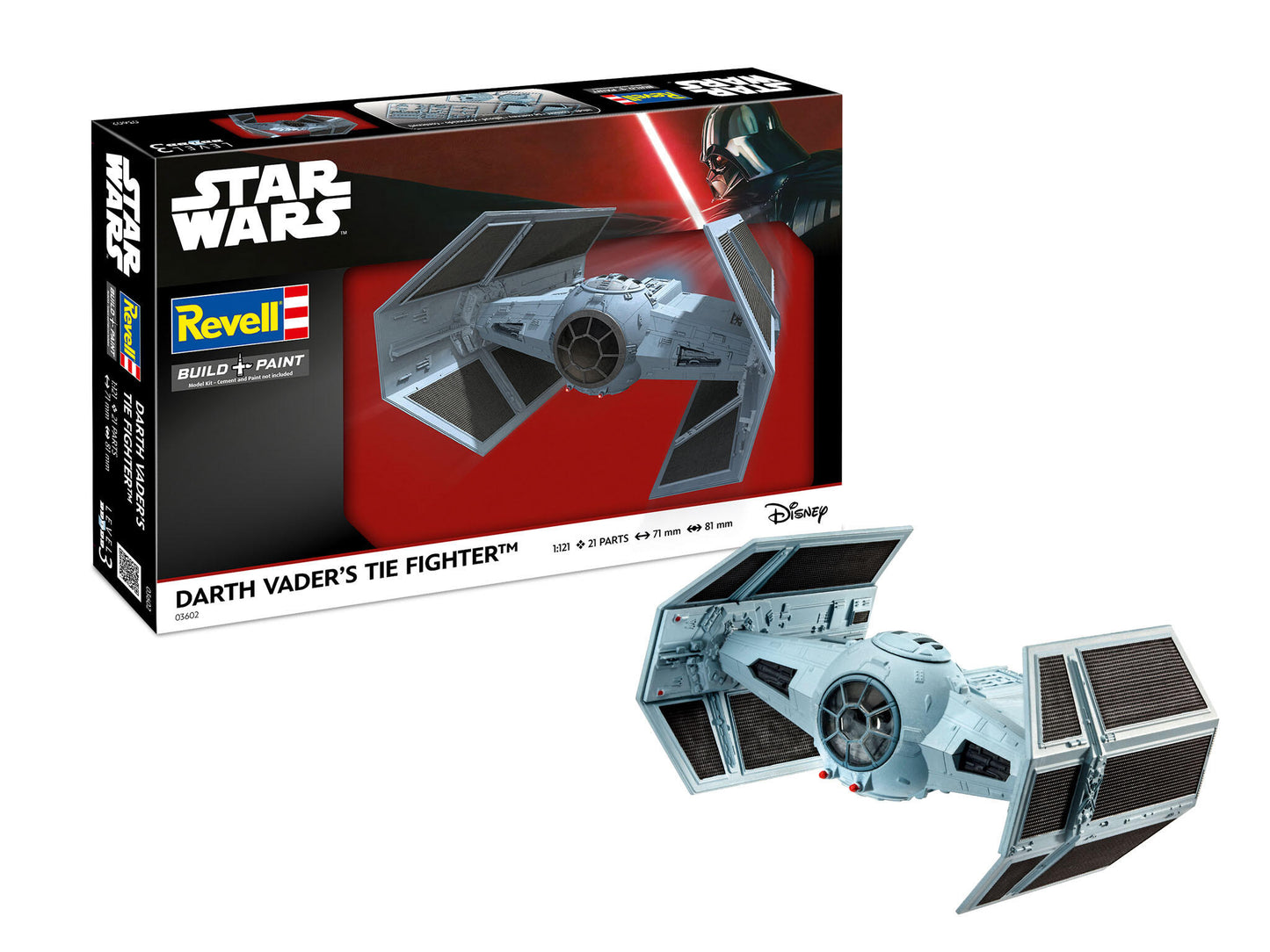 Revell Star Wars 1:121 Scale Build & Play Model Kit - Darth Vader's TIE Fighter