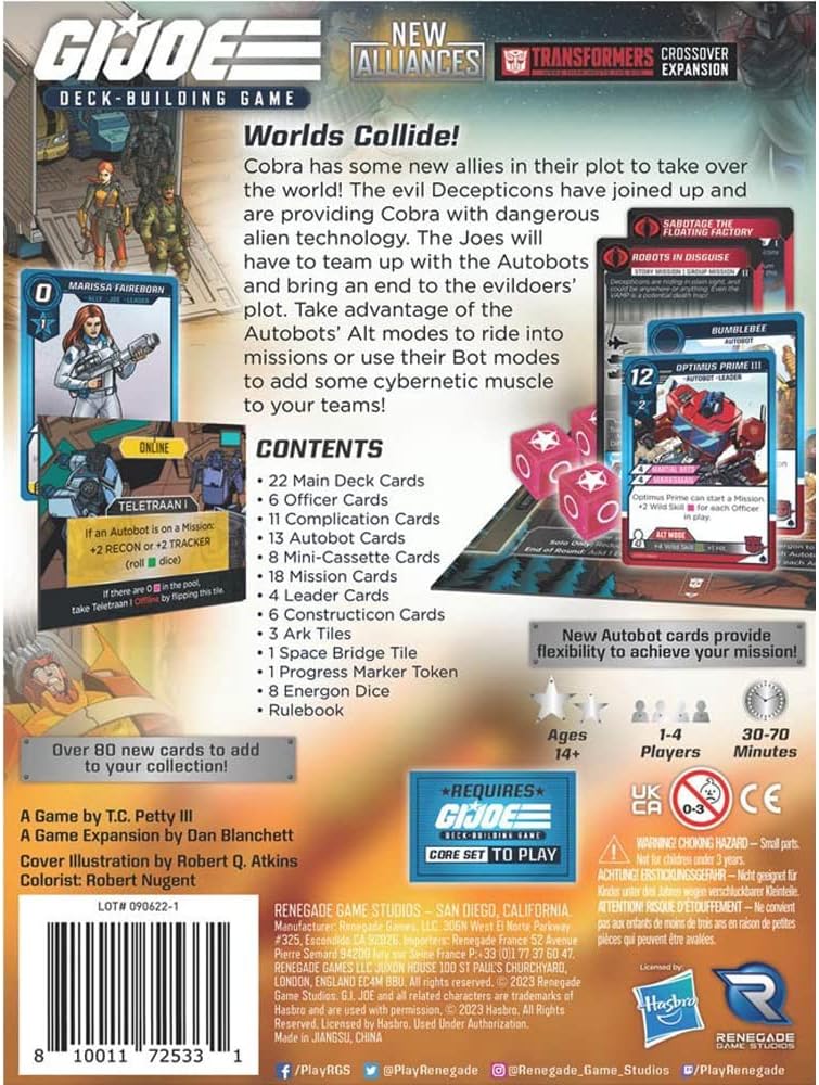 G.I. JOE Deck Building Game New Alliances - A Transformers Crossover Expansion