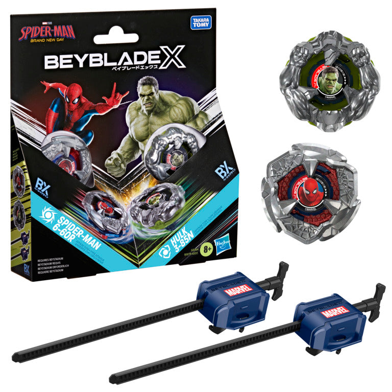 Beyblade X Marvel Spider-Man Brand New Day 2 Pack - Spider-Man 6-60R & Hulk 5-85N