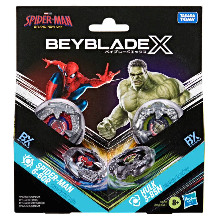 Beyblade X Marvel Spider-Man Brand New Day 2 Pack - Spider-Man 6-60R & Hulk 5-85N