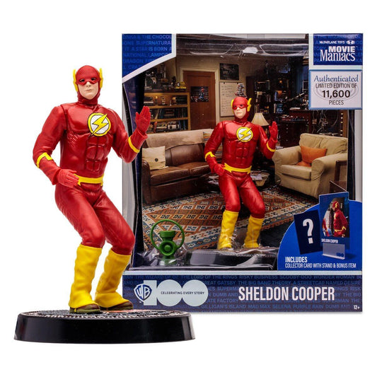 The Big Bang Theory Movie Maniacs WB100 6 Inch Scale Posed Figure - Sheldon Cooper (Flash Costume)