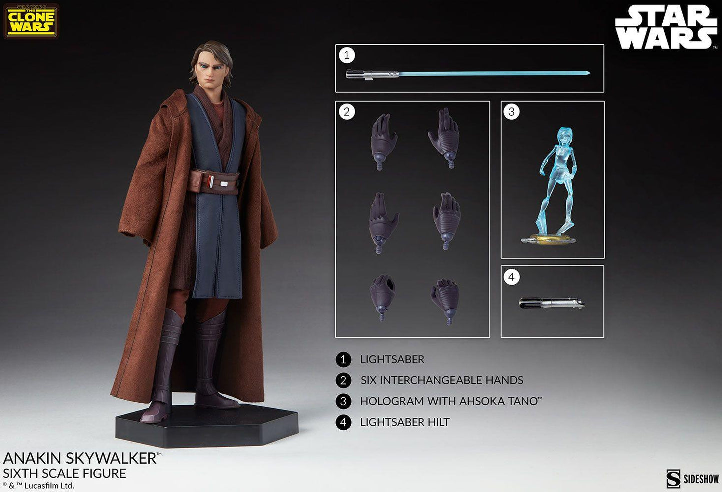 Anakin Skywalker - Star Wars: The Clone Wars Sideshow Collectibles 1/6 Scale Action Figure