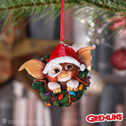 Gremlins Festive Hanging Ornament - Gizmo in Wreath