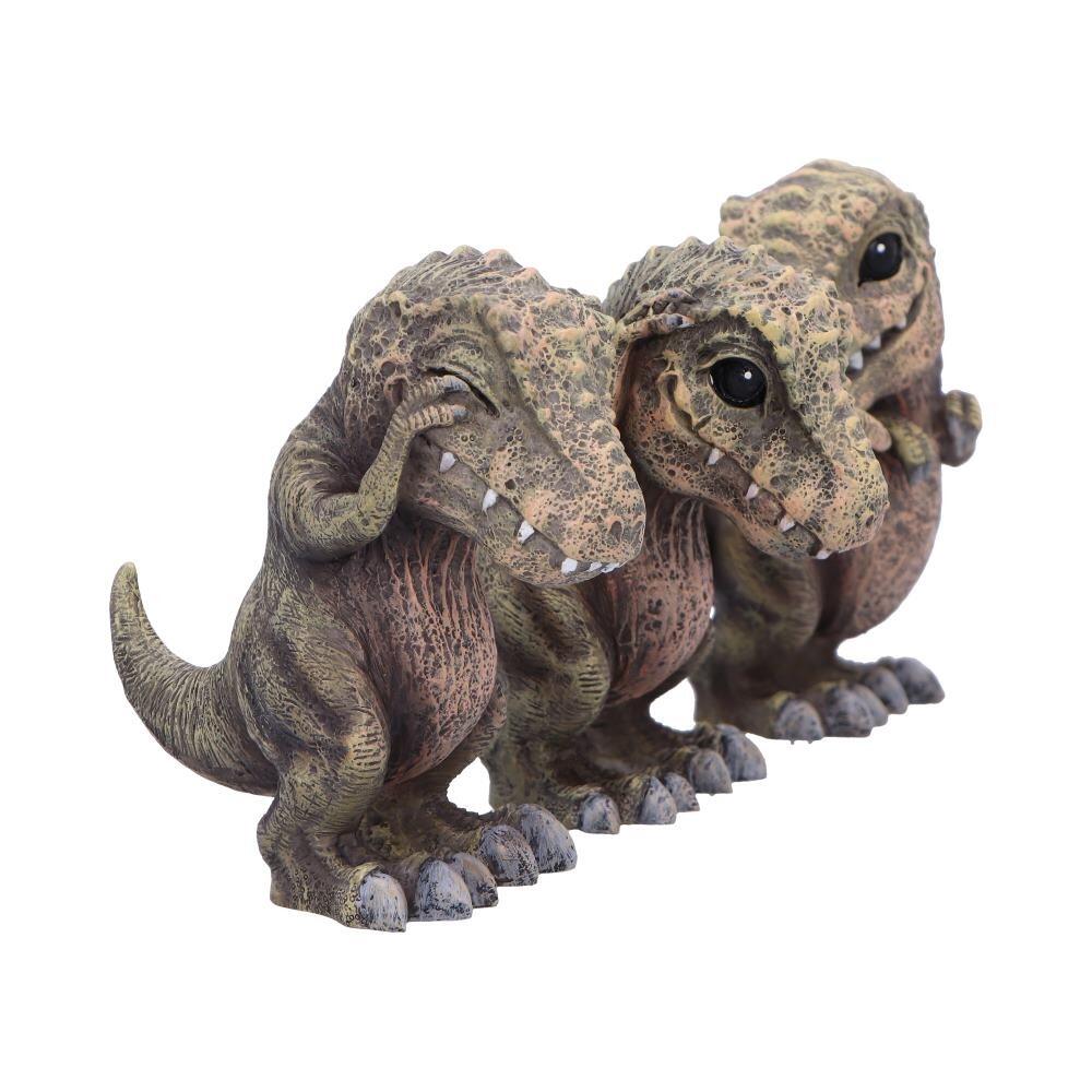 Nemesis Now 4 Inch Resin Collectible Figurine Set - Three Wise Tyrannosaurus Rex (See No, Hear No, Speak No)